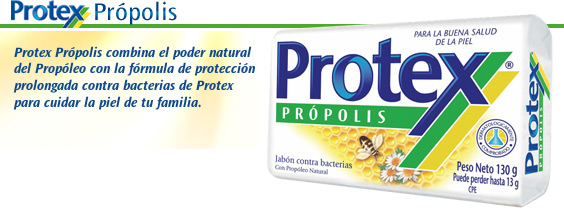 Protex Própolis combina el poder natural del Propóleo con la fórmula de protección prolongada contra bacterias de Protex para cuidar la piel de tu familia.